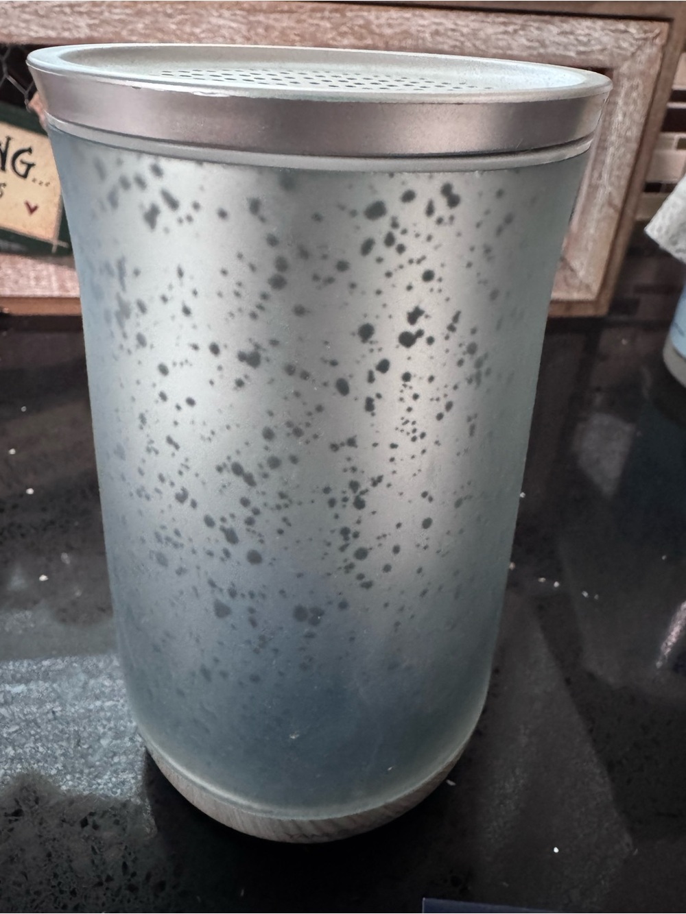Yankee Candle Frosted Blue Speckled Glass Jar